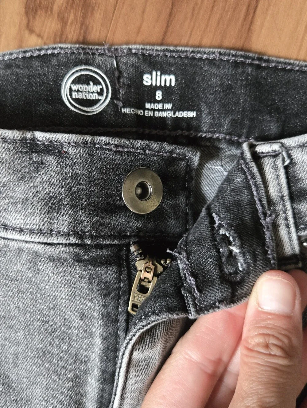 Acid Washed Charcoal Place Distressed Slim jeans Kids 8 VGUC